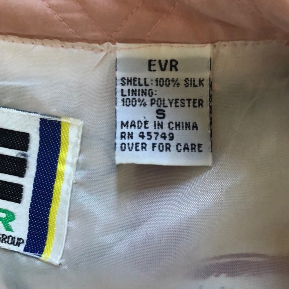 Pink floral print silk jacket with removable sleeves, S, vintage - Picture 4 of 15